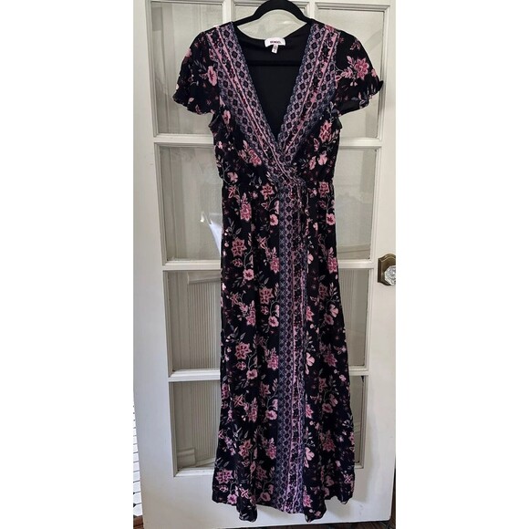 BONGO Dress Floral Faux Wrap Long Maxi Womens S - Picture 1 of 12